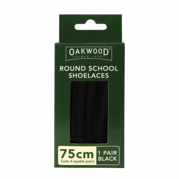 Round School Shoelace Black 75cm 1PR