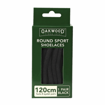 Round Sport Shoelace Black 120cm 1PR